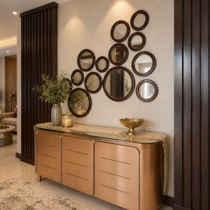 Modern Console Unit with Decorative Wall Mirrors