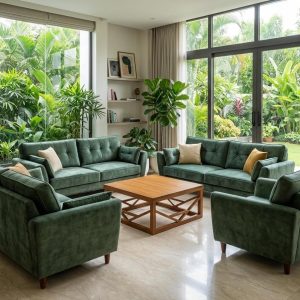 Luxury Green Velvet Sofa Set with Modern Elegant Design