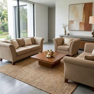 Modern Beige Fabric Sofa Set