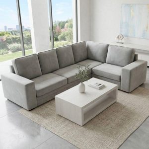 Modern L-Shaped Sectional Sofa – Luxury Fabric Corner Sofa for Living Room