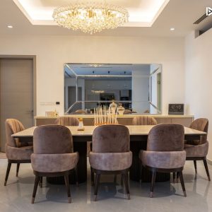 Modern Dining Table with Upholstered Chairs