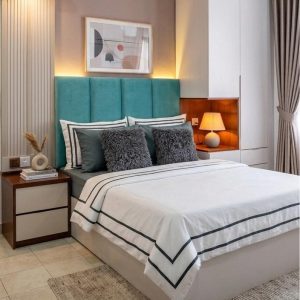 Modern Upholstered Bed with Panel Headboard