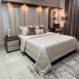 Luxury Upholstered Bed with Designer Headboard