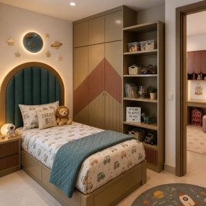 Kids Bed with Storage & Upholstered Headboard