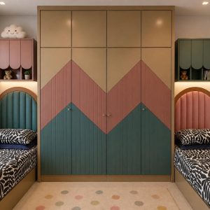 Kids Wardrobe with Modern Design – Colorful Wooden Closet with Storage